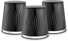 Tower T826220BLK Sonar Set of 3 Canisters, Tea/Coffee/Sugar & Other Small 