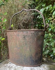Antique Good Weathered Riveted Iron Industrial Well Bucket Garden Interior Art
