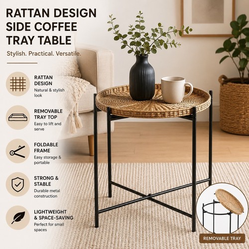 Rattan design metal side - rattan,