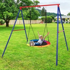Garden Swing Stand Heavy Duty Steel Swing Frame A-Frame w/Ground Stakes 250KG
