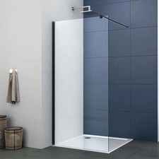 Walk In Shower Screen Black or Enclosure Flipper Wet Room 8mm Easy Clean Glass