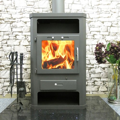Wood burning stove wit back - wit,