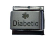 DIABETIC LASER CLASSIC SILVER ITALIAN CHARM  fits all Italian bracelet B14