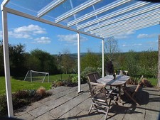 White Canopy  Clear polycarbonate glazing looks like glass 2.1mx1.5m  aluminium