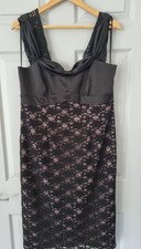 Linea Black Lace Sleeveless Dress Size 16  Empire Waist Bodycon Stunning