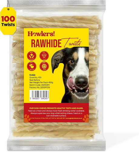 Natural rawhide twists dog - natural,