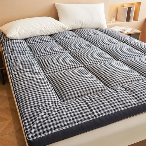 Grey plaid mattress topper - plaid,