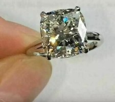4.00Ct Cushion Cut Real Treated Diamond Engagement 925 Silver Solitaire Ring