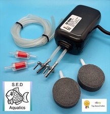 Aquarium Air Pump twin outlet Ultra compact pump Fish tank oxygen Air bubble