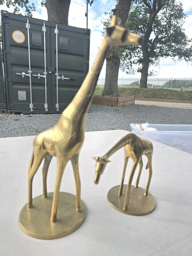 Large vintage brass giraffe - brass,