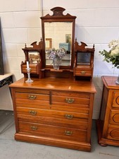 Antique Dressing Chest of Drawers with Mirror Farmhouse Country Cottage