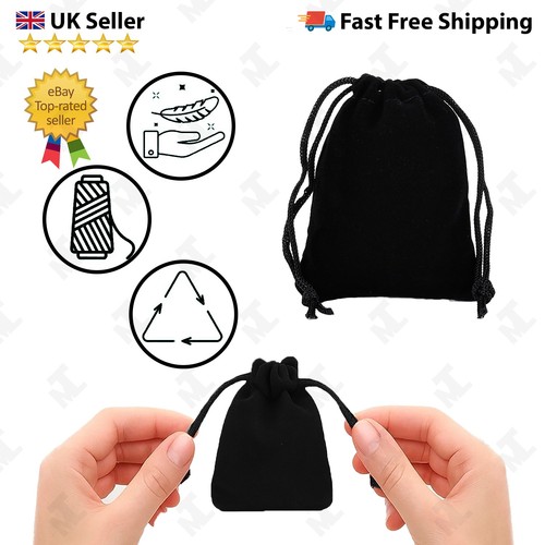 Soft black velvet drawstring - velvet,