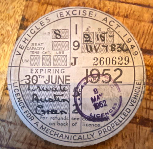 Vintage vehicle tax licence - tax,