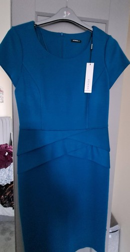 Teal dress short - , sleeved