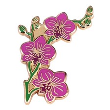 Elegant Orchids Enamel Brooch
