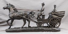 DECORATIVE VINTAGE CAST IRON HORSE, CARRIAGE WITH LADY, HER DOG AND DRIVER.