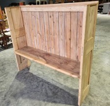 20thC Stripped pine high back panelled bench kitchen country farmhouse seat