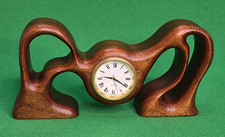 Unique Hand carved abstract flowing design Wooden desk Clock