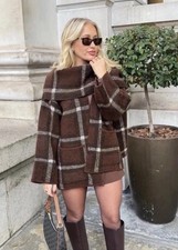 ZARA SHORT CHECK KNIT COAT