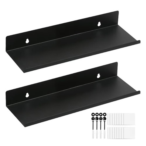 2pcs black metal floating wall - black,