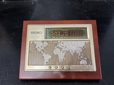 Retro Vintage Seiko Digital World Time Desk Clock & Calendar Working Order