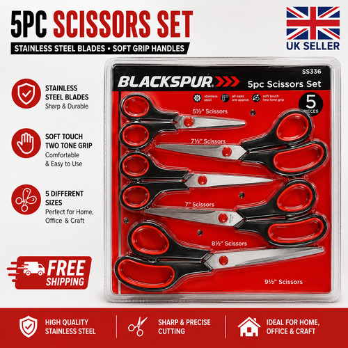 5pc stainless steel scissors - stainless,