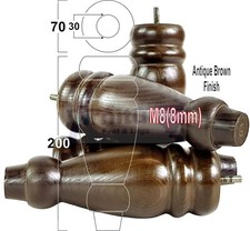 4x Antique Brown Turned Wood