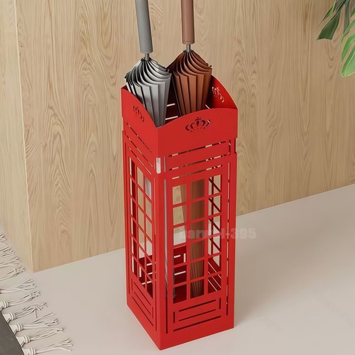 Red metal umbrella stand - metal,