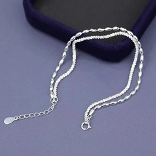 Women 925 Sterling Silver Bracelet Bangle Bean Beads Chain Ladies Jewellery Gift