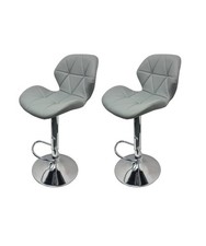360° Swivel Bar Stool Grey Adjustable Height Back & Foot 