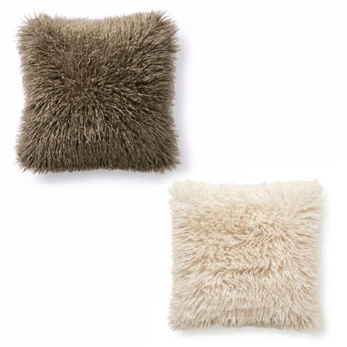 Faux mongolian fur cushion - fur,