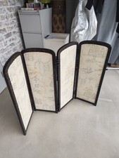 Vintage Japanese Folding Screen, Carved Frame Wood