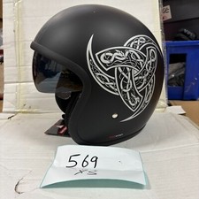 VIPER V06 Open Face Sun Visor Motorcycle Helmet MATT Black Jorvik Second XS 569