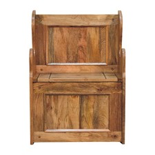 Mini Country Farmhouse Oak Toned Monks Bench