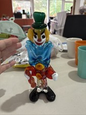 Murano Glass Clown and Fish Figurine Ornament Handmade In Italy Vintage