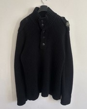 Stone Island Y2K Black Chunky Knit Wool Blend Jumper Size 3XL