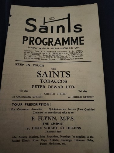 Vintage rugby league programme - rugby,