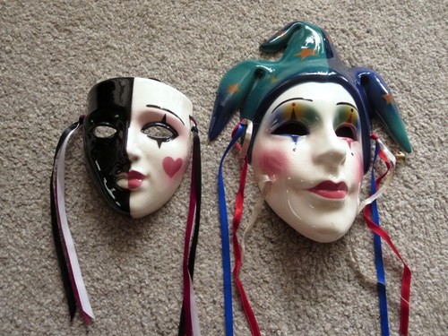 Two clay art ceramic face - two,
