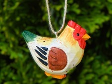 Hand-Carved Wooden Brown Hen