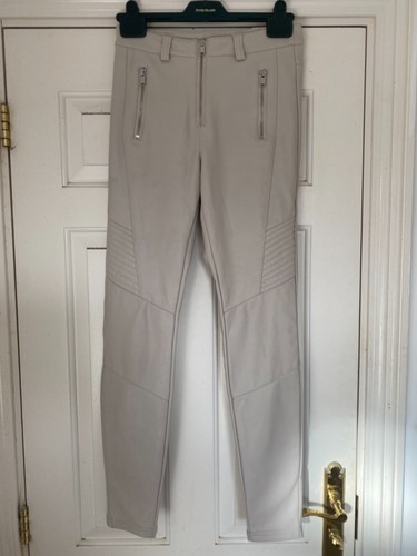Topshop cream leather biker