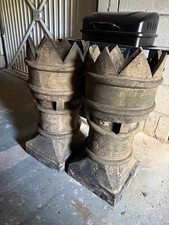 2 X OCTAGONAL KING SIZED SALT GLAZED CHIMNEY POT WITH CROWN TOP