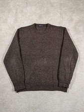 Cerruti Jeans 1881 Mens crew Neck Jumper Sweater Large Brown 100% Merino Wool