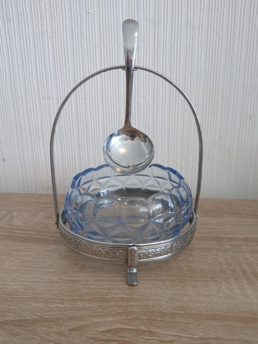 Vintage blue glass - blue, jam
