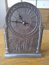 Beautiful Vintage Artina Battery Operated Pewter Clock Showing Alpine Milk Maids