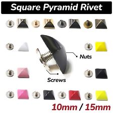 10mm-15mm Square Pyramid Studs Rivet Punk Screw Back Leather Craft lothing Bag