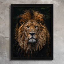 Big cat lion art print - big, vintage