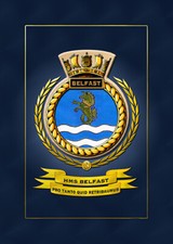 HMS BELFAST SHIPS BADGE/CREST - HUNDREDS OF HM SHIPS IN STOCK