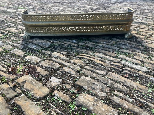 Vintage victorian brass fire - brass,