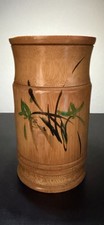 Vintage Japanese Hand Painted Bamboo Vase / Brush Pot