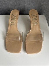 Women’s Zara Nude Clear Plastic Slide On Heels Size UK 7 New Condition